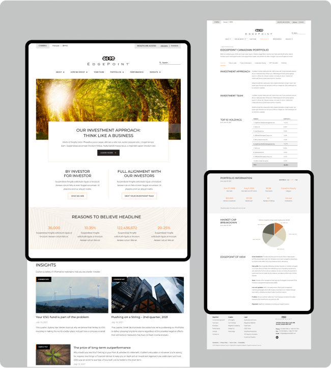 Edgepoint wealth portal shown on tablet