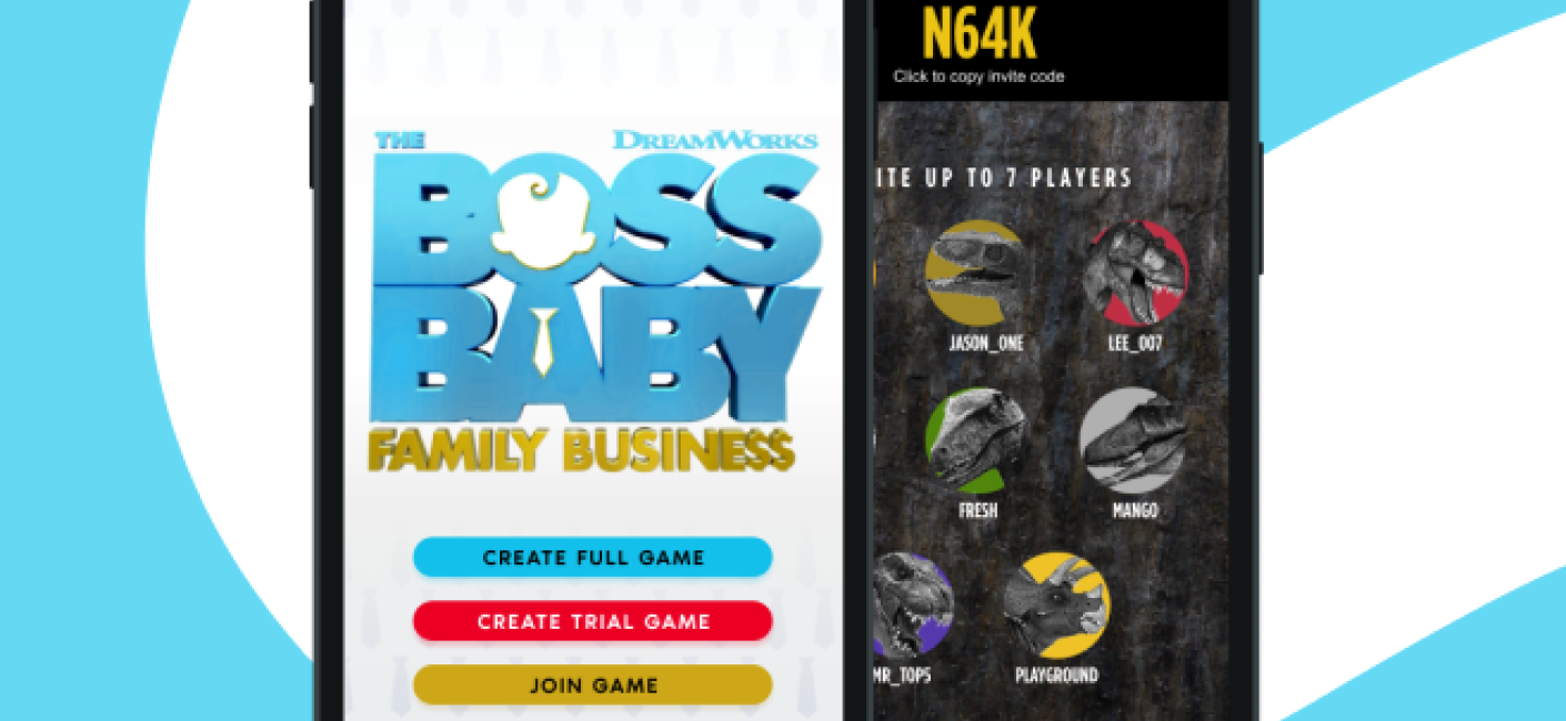 The boss baby movie displayed through an app on a mobile device.