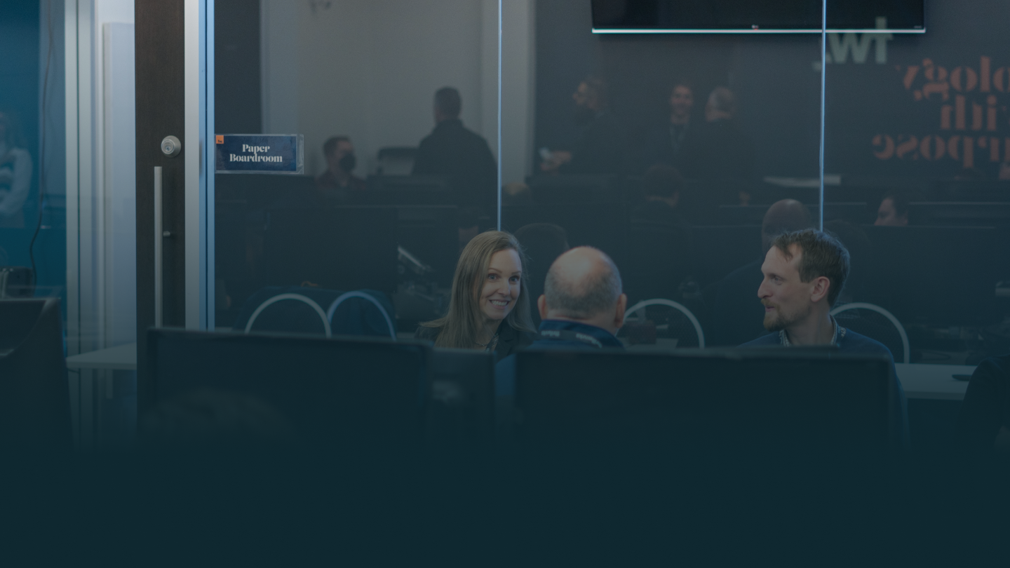 Co-workers sitting in an office.