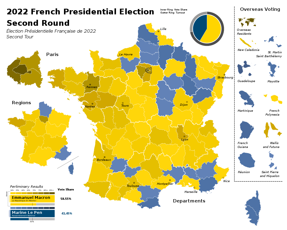 2022 French Presidential Elections Second Round| Created by Talleyrand6| Published under a CCA 4.0 license 