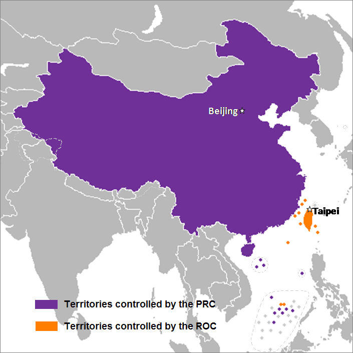Delineation of Zones of Control Between Taiwan and China| Nat at English Wikipedia | Licensed under CCA 3.0 