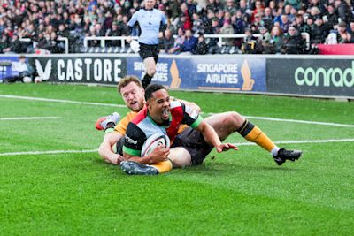 Cassius Cleaves slides in for a try against Newcastle Red Bulls