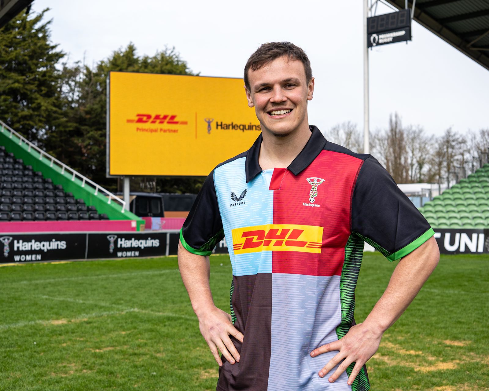 Jarrod Evans on the pitch after signing for Harlequins