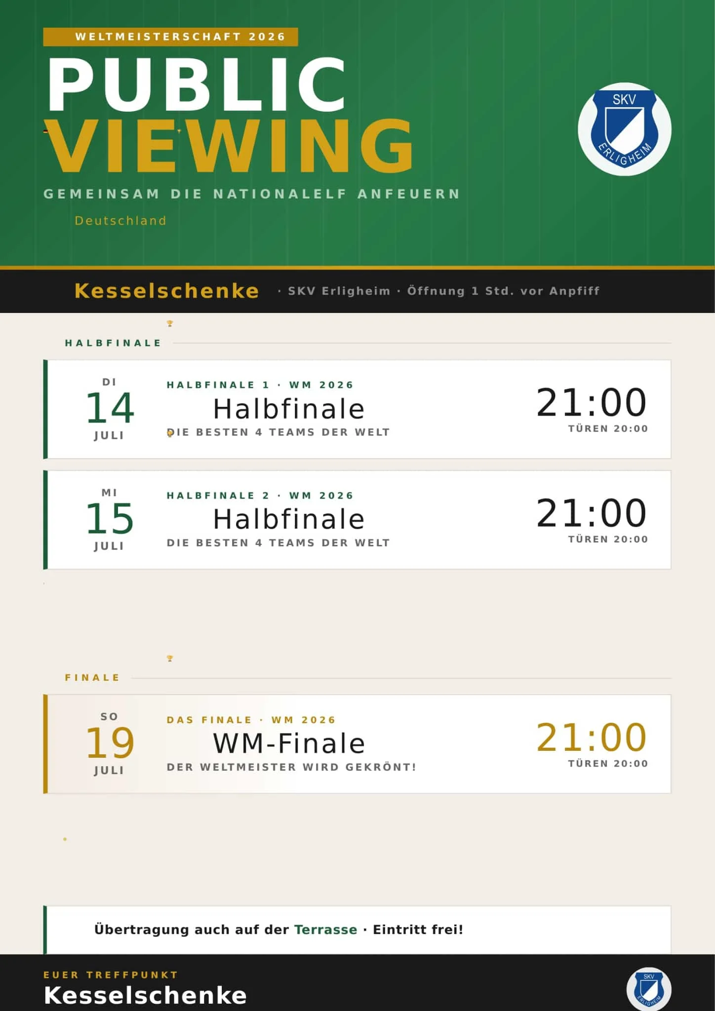 Public Viewing im Halbfinale und zum Finale