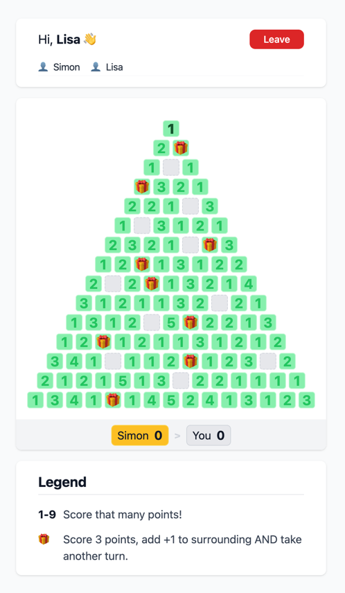 An image of the Christmas Tree game in the light theme