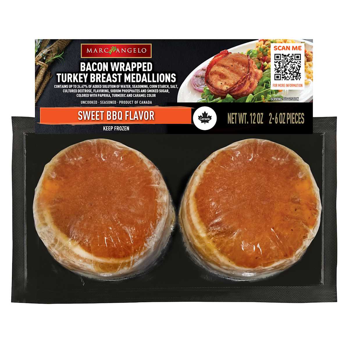 Bacon Wrapped Turkey Breast Medallions Sweet BBQ Flavour Marcangelo