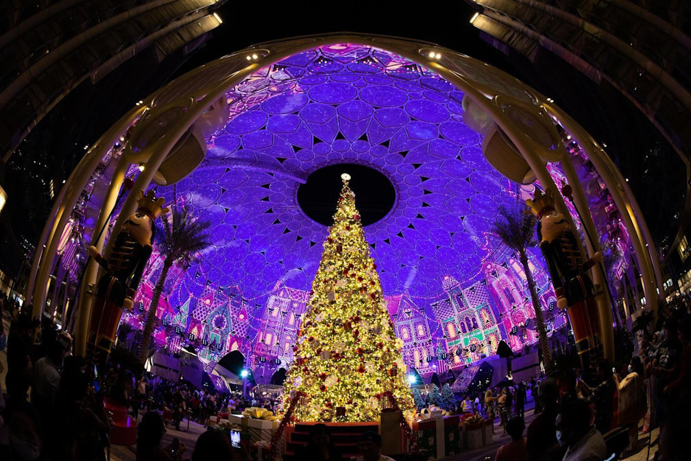 Santa during the Christmas Eve Tree lighting in Santa’s Grotto at Al Wasl