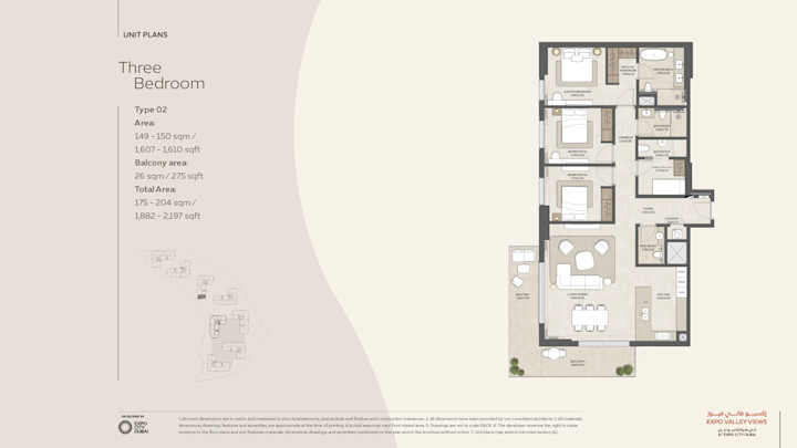 Foor plan- 3 bed T2