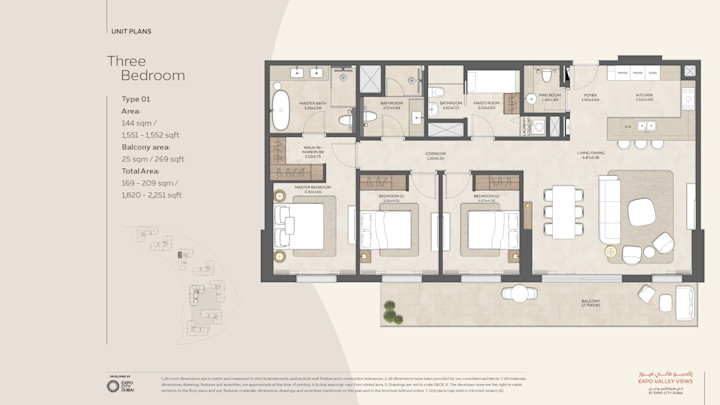 Foor plan- 3 bed T1
