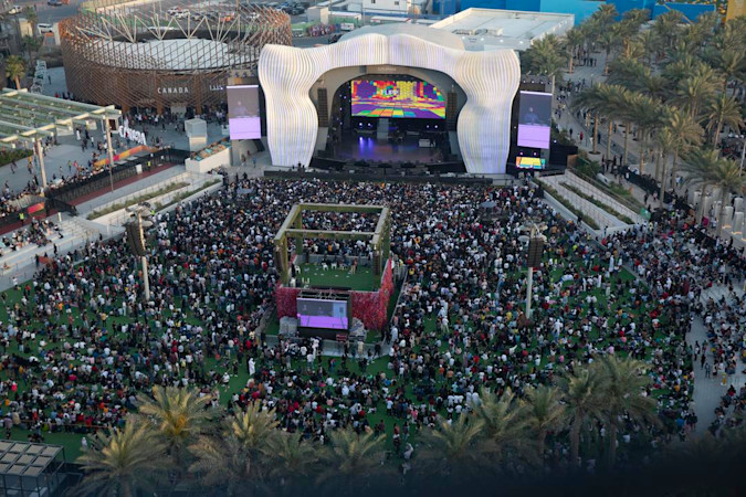 Big crowd attending an event in Jubilee Park