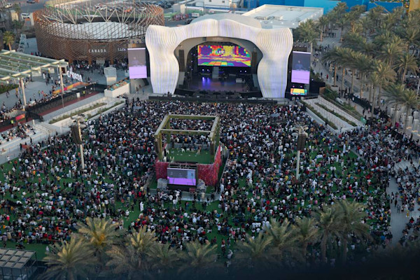 Big crowd attending an event in Jubilee Park