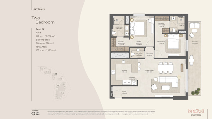 Foor plan-2 bed T2