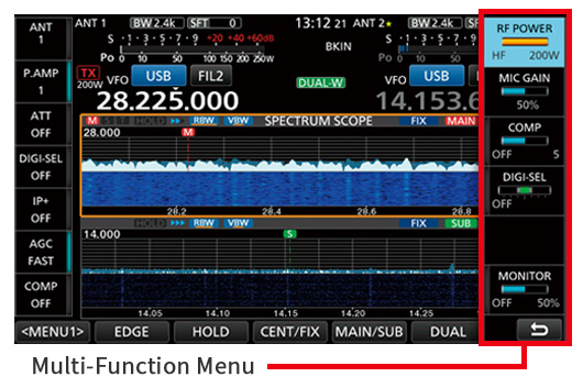 IC-7760 touchscreen and multi function menu
