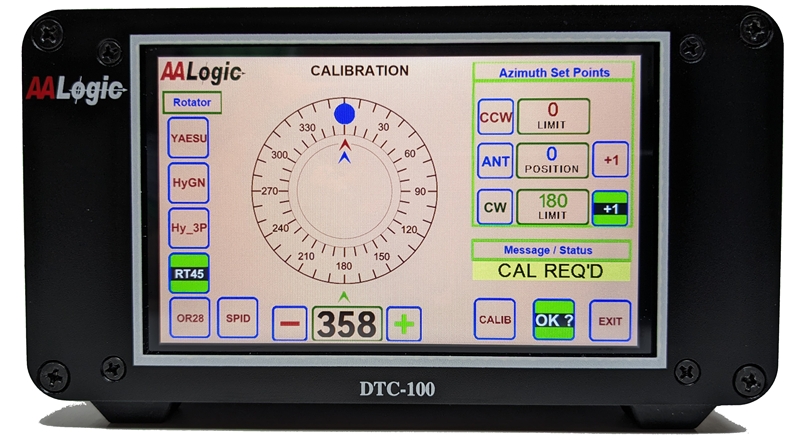 Calibration Screen of the AALogic DTC-100-V6