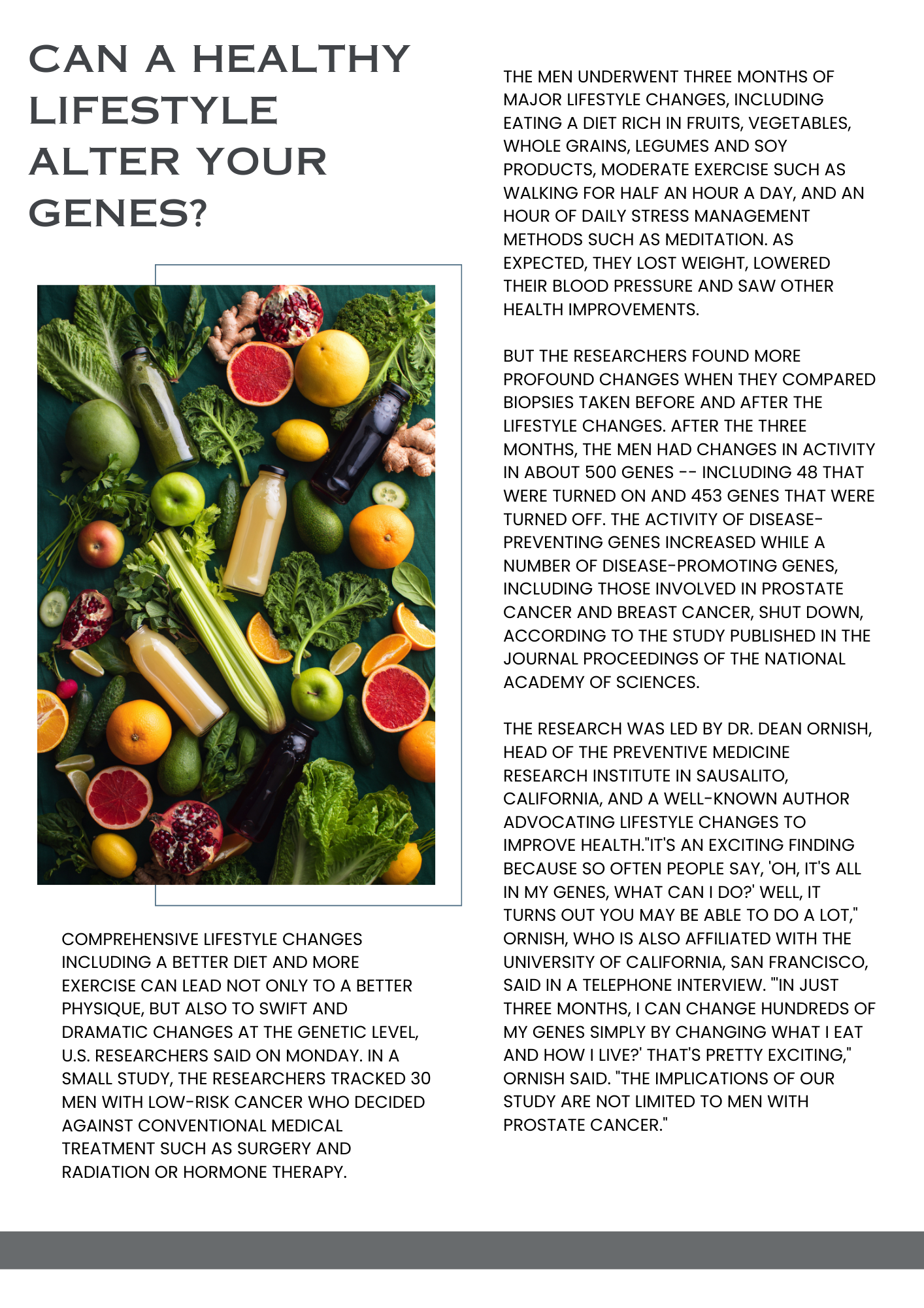 CAN A HEALTHY LIFESTYLE ALTER YOUR GENES?