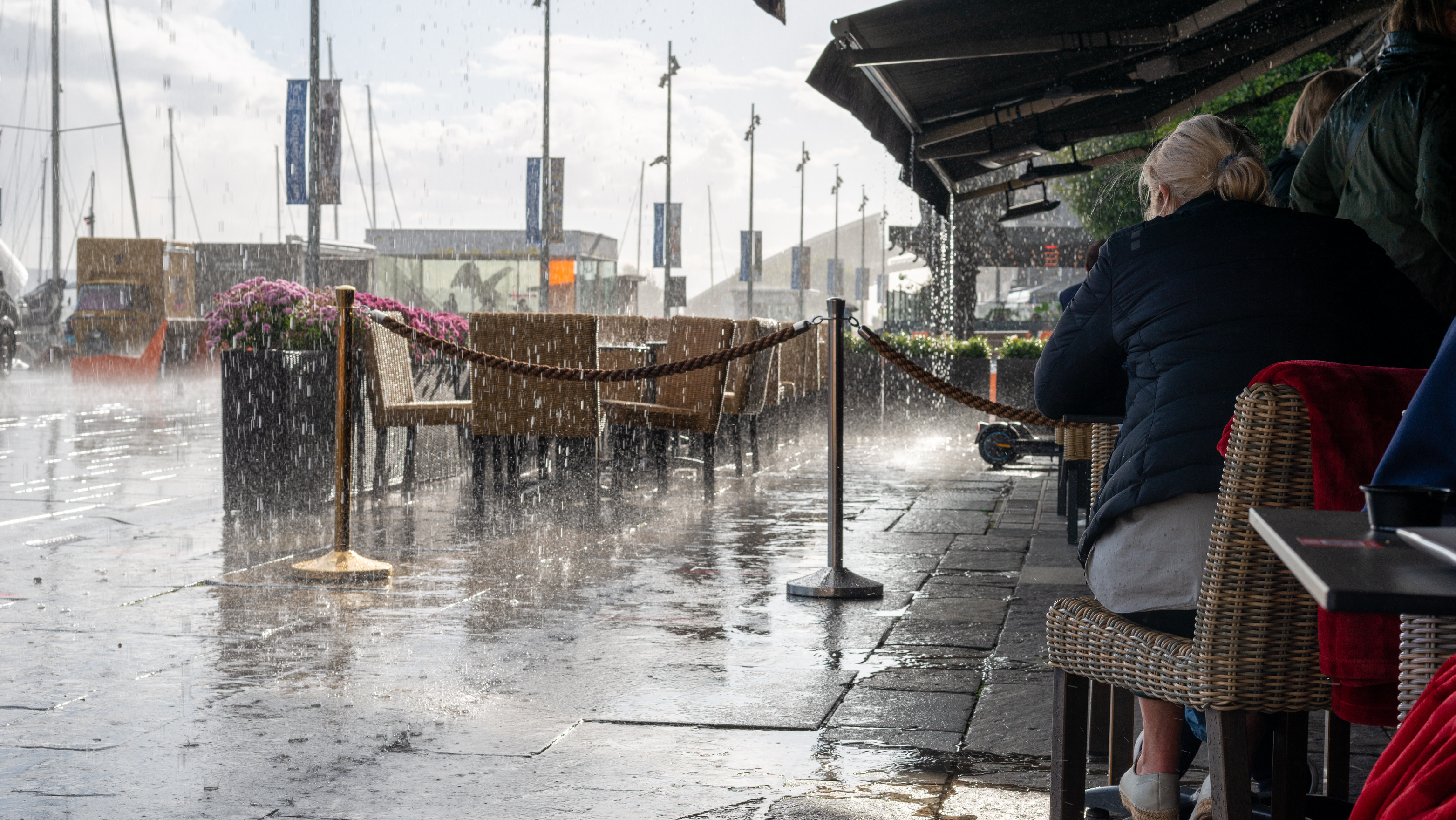 HEAVY RAIN AT CAFE