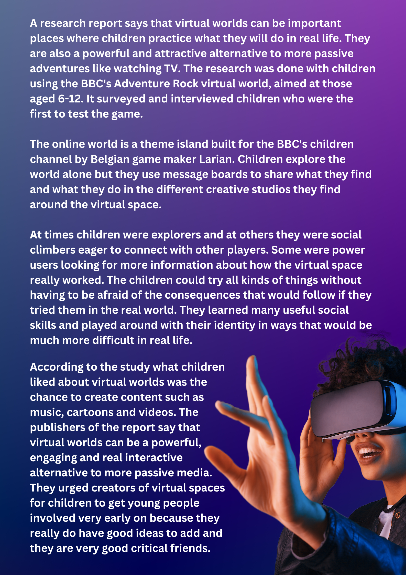 The Reading_Edge - VIRTUAL WORLDS ARE USEFUL FOR CHILDREN