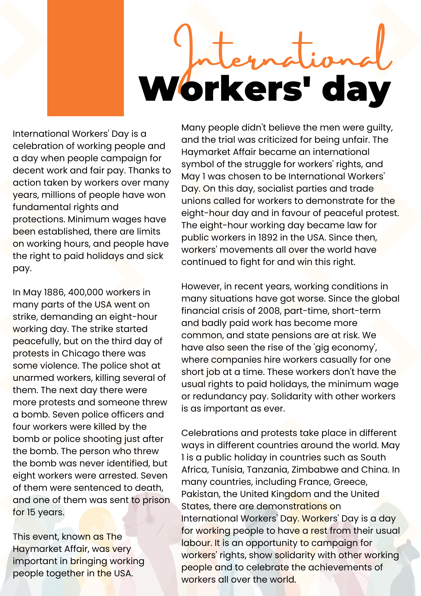 INTERNATIONAL WORKERS' DAY