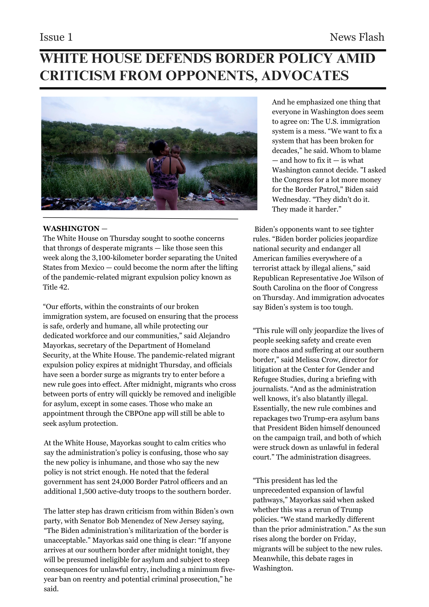 [B] White House Defends Border Policy Amid Criticism from Opponents, Advocates