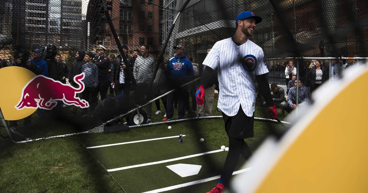 Kris Bryant Takes Batting Practice in Downtown Chicago presented