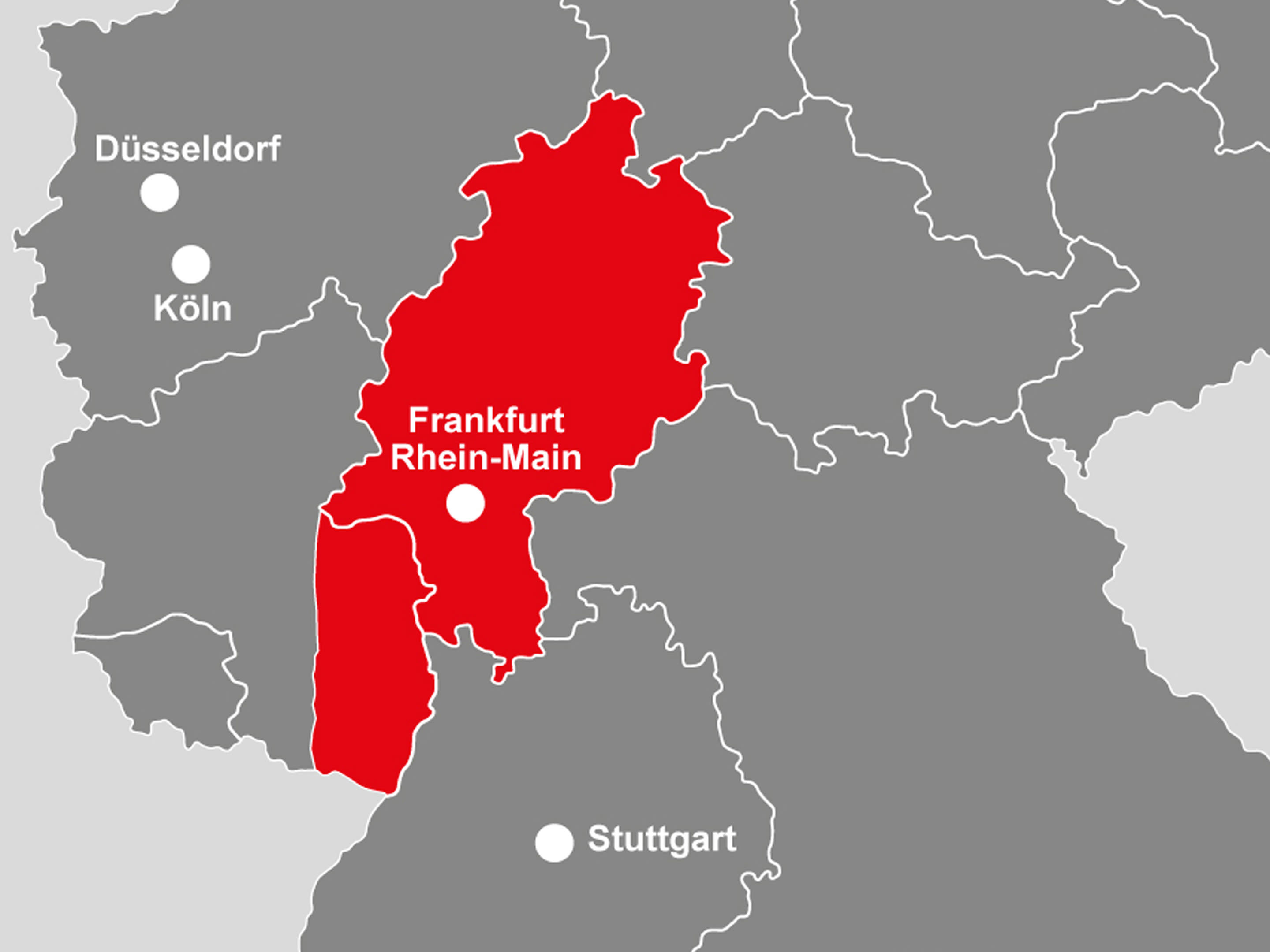 Bild: geografische Gebietskarte von STRABAG Real Estate, Bereich Rhein-Main
