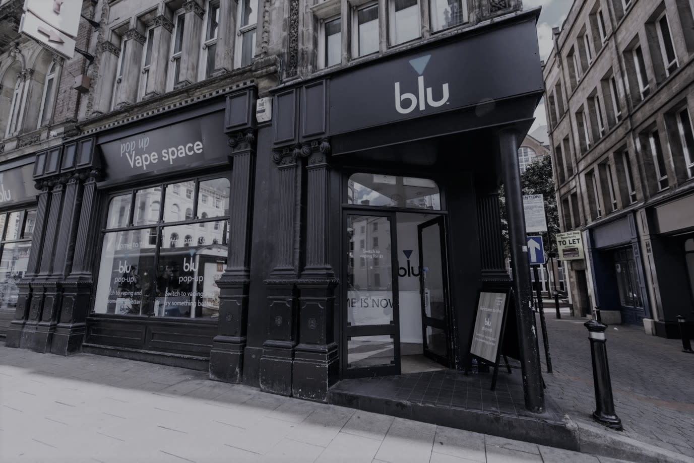 Blu vape shop on corner of street