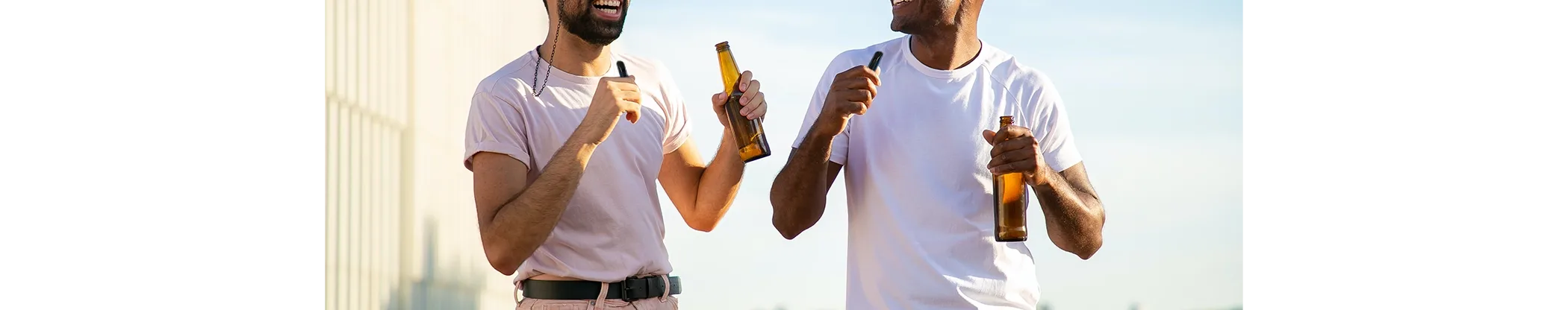 two guys having a beer