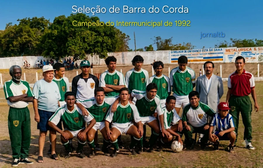 Foto restaurada por IA do acervo do Museu de Futebol de Barra do Corda.