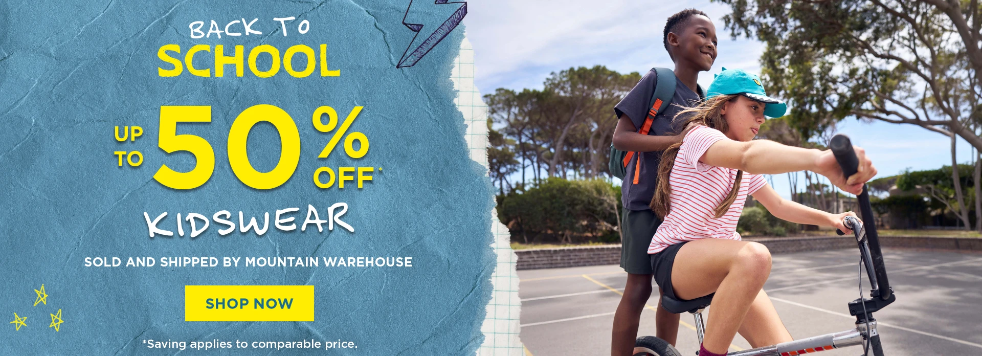 H1: BACK TO SCHOOL UP TO 50% OFF KIDSWEAR