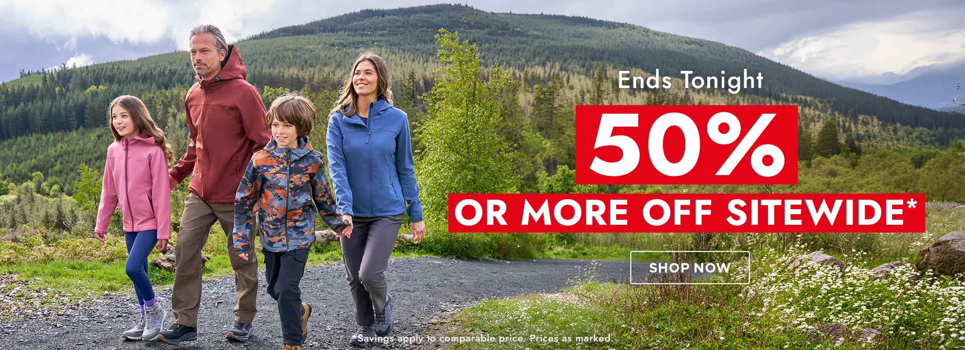 H1: 50% or More Off Sitewide Ends Tonight. Savings apply to comparable price. Prices as marked.