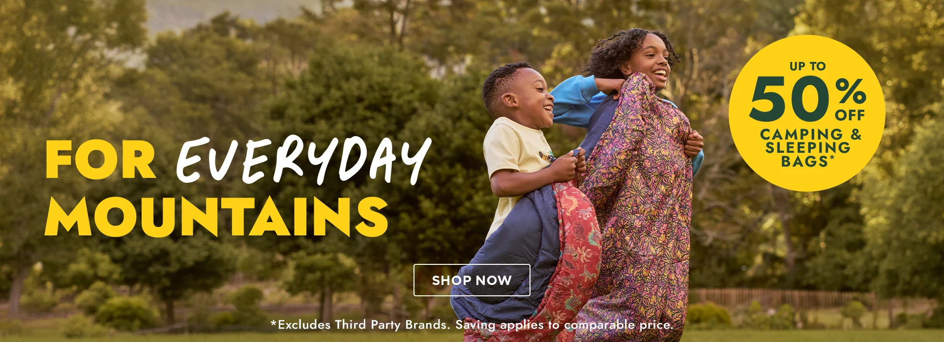 H1: UP TO 50% OFF CAMPING & SLEEPING BAGS