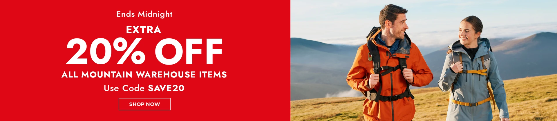 20% off Mountain Warehouse Items use code: SAVE20