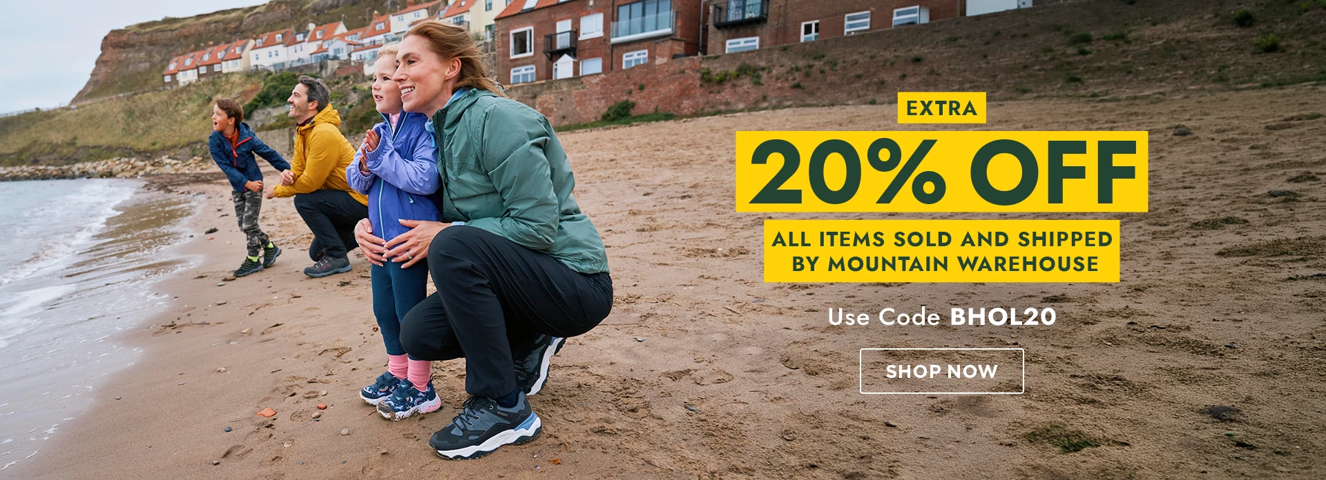 H1: THIS WEEKEND - EXTRA 20% OFF ALL ITEMS SOLD AND SHIPPED BY MOUNTAIN WAREHOUSE - USE CODE BHOL20- SHOP NOW
