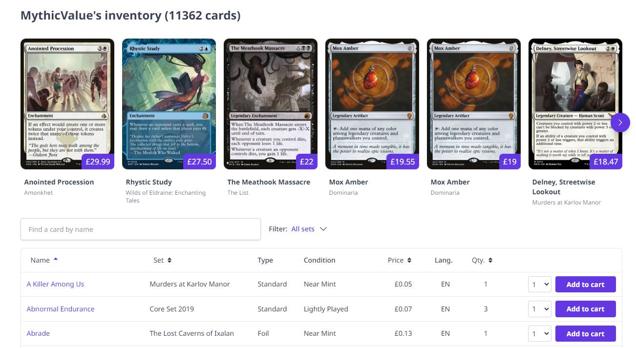 mtg seller profile