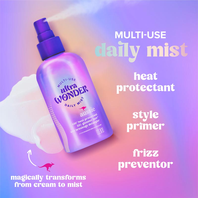 Ultra Daily Mist Multi Use heat protectant,  style primer, frizz preventor. Magically transforms from creme to mist. 