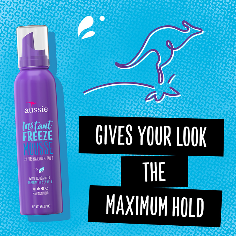 Instant Freeze Mousse USE IT TO give hair 24-hour max hold