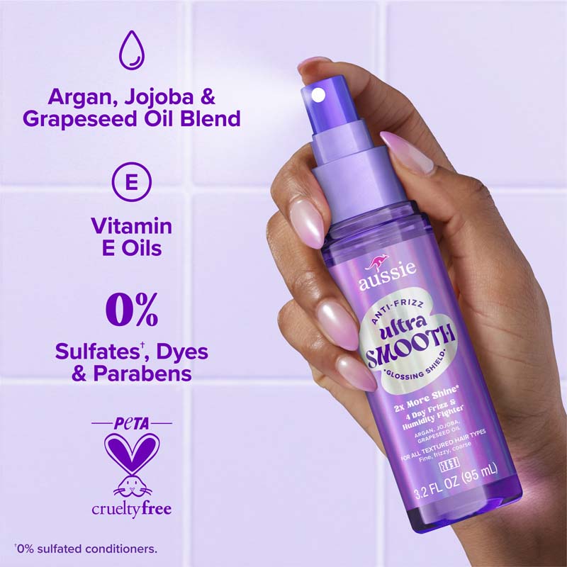Argan, jojoba & grapeseed oil blend, Vitamin E oils, 0% sulfates* dyes, & parabens. PETA cruelty free