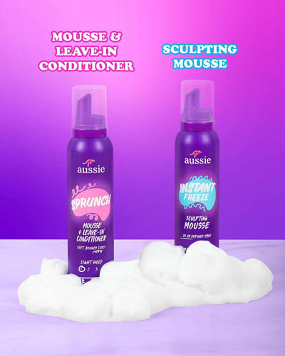 Aussie sprunch mousse & leave-in conditioner, and instant freeze mousse