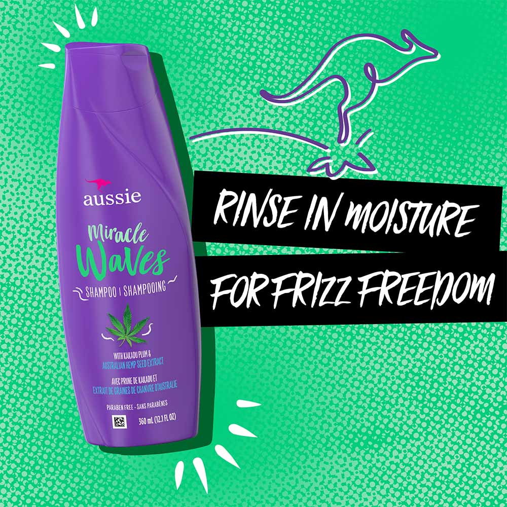 Miracle Waves Anti-Frizz Hemp Shampoo 12.1 FL OZ RINSE IN MOISTURE FOR FRIZZ FREEDOM