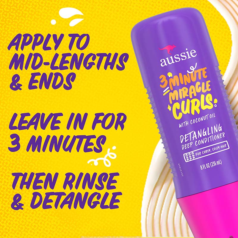 Apply for 3 minutes, leave in for 3 minutes, rinse and detangle