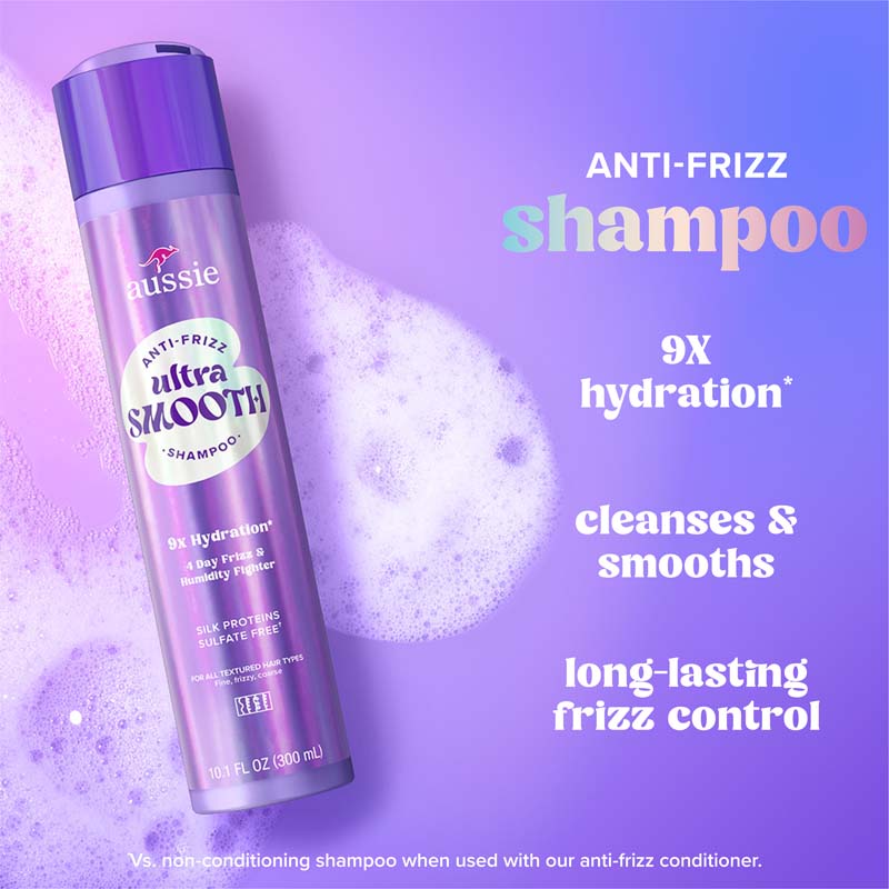 Anti-Frizz Shampoo. 9x hydration*, cleanses & smooths, long lasting frizz control. *vs. non-conditioning shampoo when used with our anti-frizz conditioner.