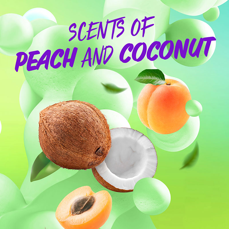 Instant Volume Mousse style with scents peach and coconut