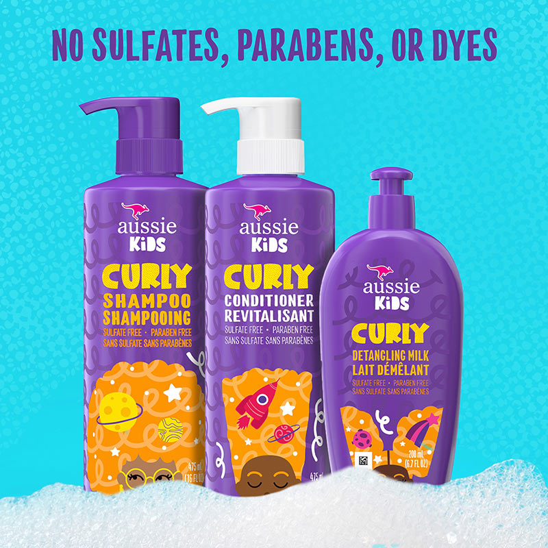 Aussie Kids Curly Detangler Pack for Kids no parabens no sulfates no dyes