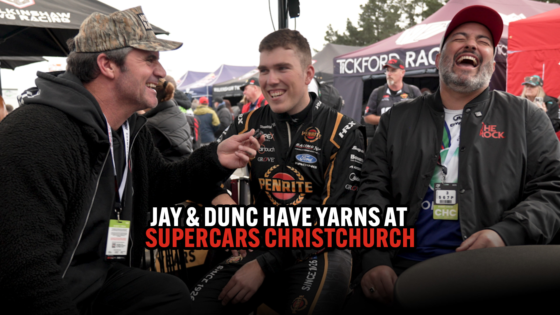 Jay and Dunc have yarns at Supercars Christchurch