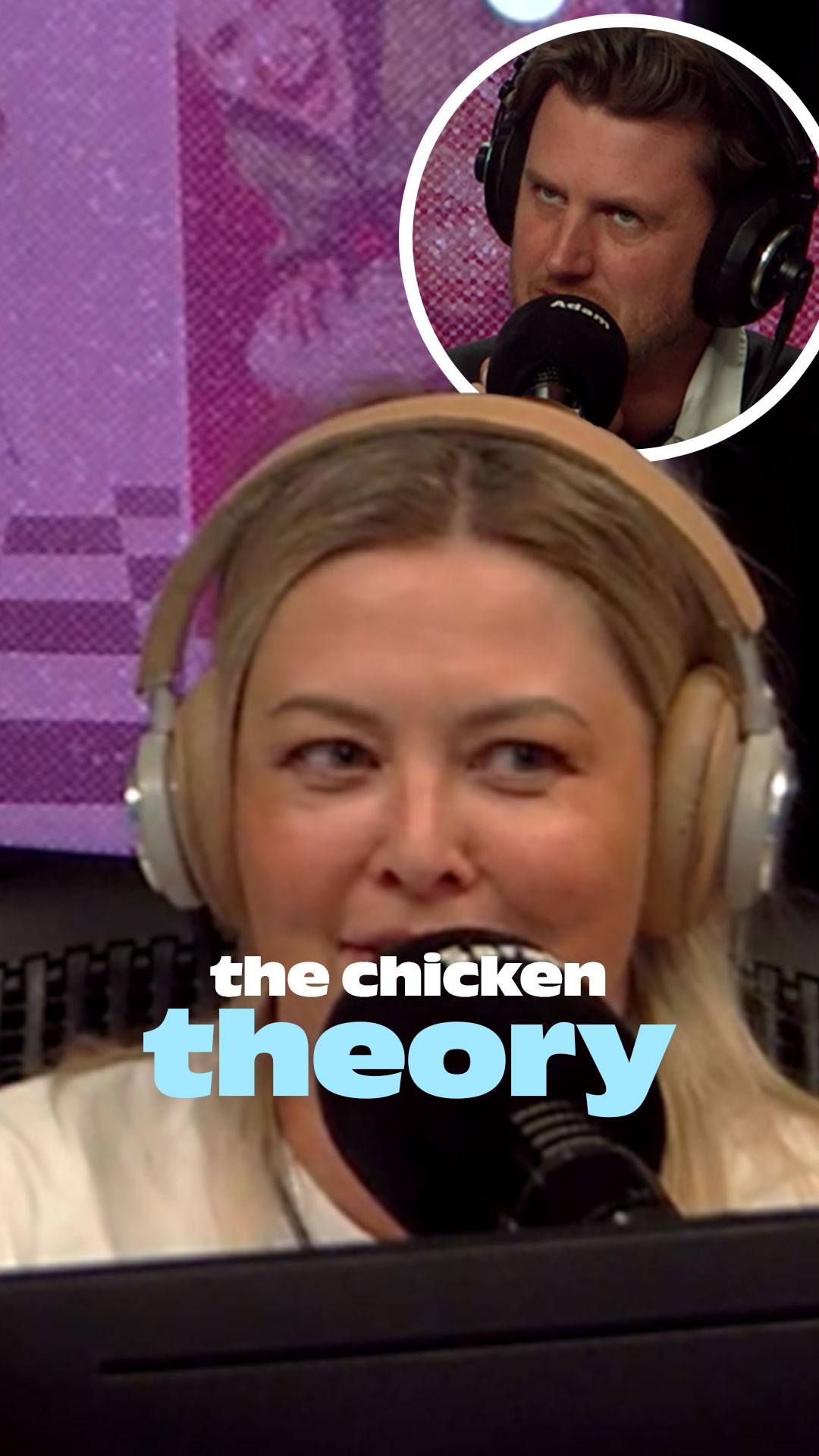 Sarah talking while Adam looks confused 