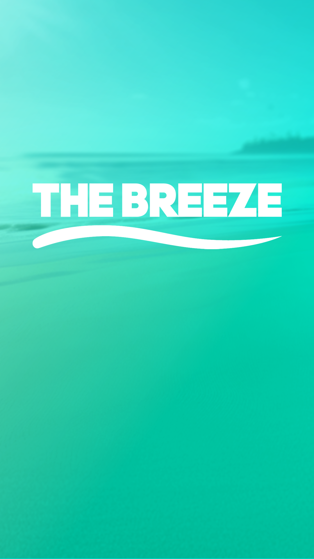 The Breeze logo with beach behind