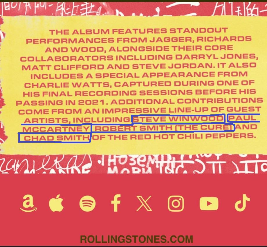 image of track list and features from rolling stones new album 'Foreign Tongues'