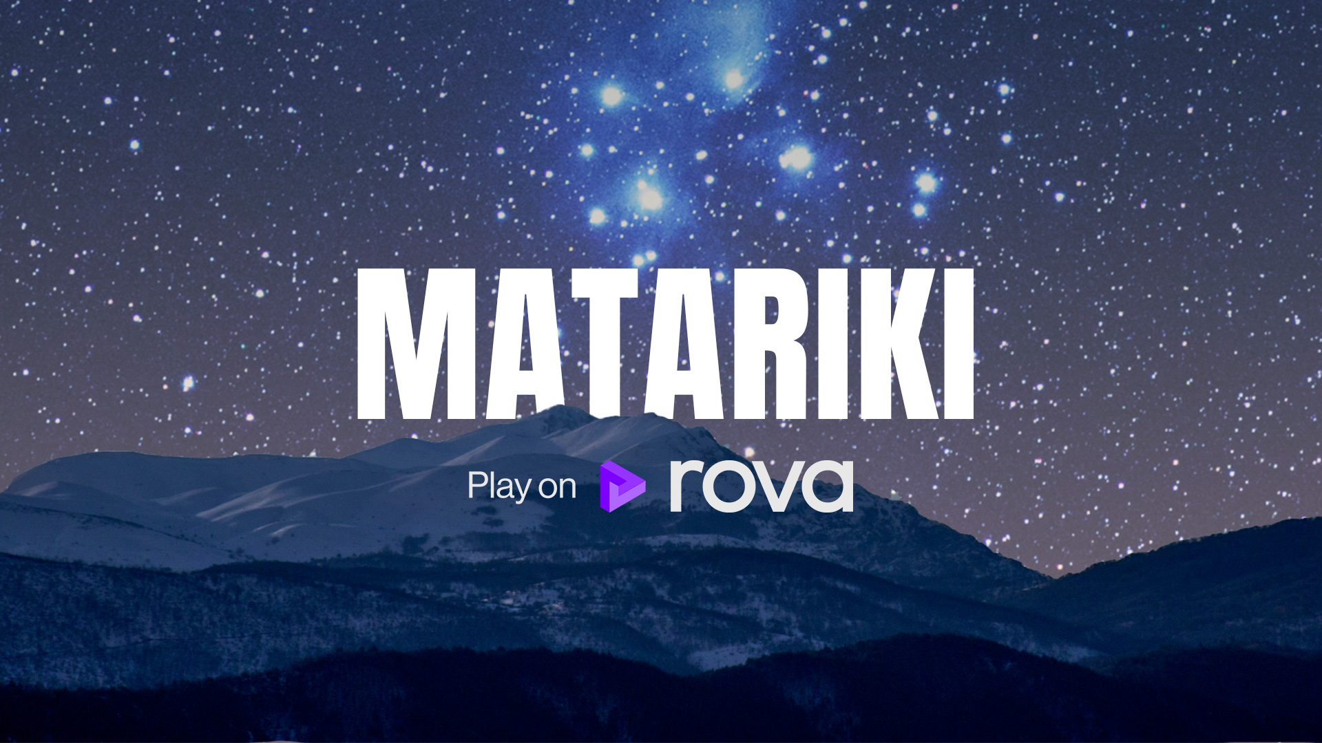 Matariki starry night sky over mountains