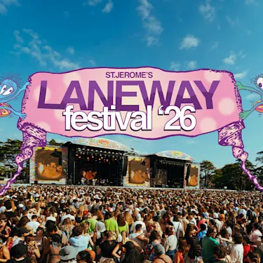 Audiences watch the Laneway Festival stage at Western Springs, Auckland