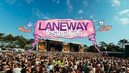 Audiences watch the Laneway Festival stage at Western Springs, Auckland